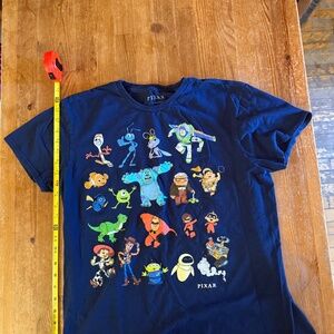 Disney Pixar Character Collage Graphic Tee Navy Blue Size Large